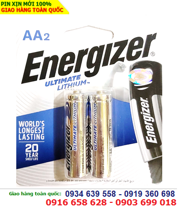 Energizer L91-BP2; Pin Lithium AA Energizer L91-BP2 chính hãng (Xuất xứ Singapore) Loại Vỉ 2viên